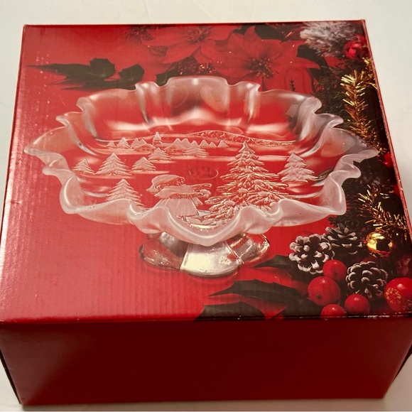 Mikasa Christmas Story Frosted Footed Bon Bon Bowl 9.75” Crystal Germany - Picture 3 of 11